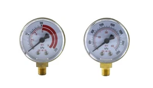 Pair of Gauges for Acetylene Regulator   Low & High - 2 inches - 1/8" NPT Thread - Picture 1 of 3