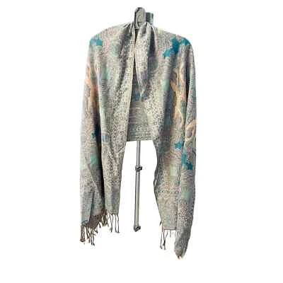 Mantón boho Pashmina cachemir mezcla seda multicolor estampado cachemir hecho a mano Foto 1 de 3