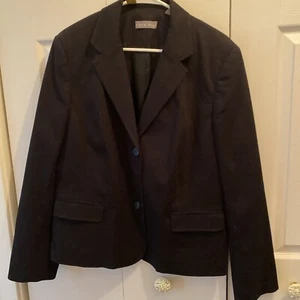 Kate Hill Women's Long Sleeve Collared Black Cotton texturedSuit Blazer Size 18 - Picture 1 of 4