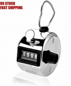 Hand Tally Counter 4-Digit Mechanical Palm Number Clicker With Finger Ring - Picture 1 of 10