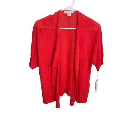 Liz Claiborne Sweater Women's Petite Medium Linen Knit Short Sleeve Ruffle NWT - Image 1 of 4