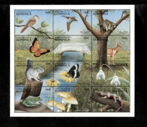 Dominica 1999 - Butterflies Wildlife - Sheet of 12 Stamps - Scott #2168 - MNH - Picture 1 of 1