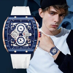 Herren Männer Uhren Quadrat Quarz Wasserdicht Luxus Armbanduhr Leuchtend Chronograph - Bild 1 von 18