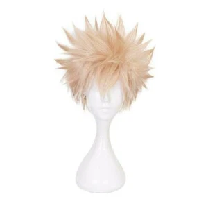 ✨1X Parrucca Corta Bakugou Katsuki My Hero Academia Baku Bionda Cosplay senza Parrucca U K - Foto 1 di 8