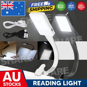 LED Book Reading Light Lamp USB Rechargeable Flexible Clip On Bed Desk Table AU - Picture 1 of 12