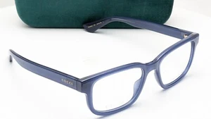Gucci GG1584O 007 Rectangle Blue Transparent Mens Eyeglasses 56mm - Picture 1 of 9
