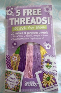 New 5 skeins Embroidery Thread 20 m of 1 purple 1 Lilac 1 green 1 yellow 1 pink - Picture 1 of 2