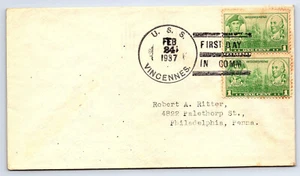 Navy USS Vincennes Feb 24th 1937 First Day in Comm Cover NC8 - Bild 1 von 2