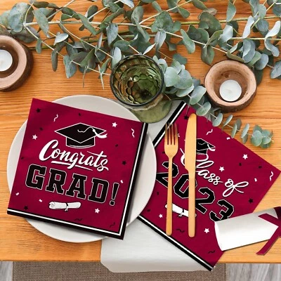 50 Pack Graduation Party Disposable Paper Napkins College High School Graduation - Image 1 of 4