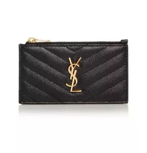 New Saint Laurent YSL Cassandre Matelassé Zipped Card Case Leather Wallet Black - Picture 1 of 8