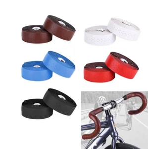 2x Cinturón de manillar de bicicleta Bicicleta de carreras PU Cuero Perforado Transpirable Suave DE - Imagen 1 de 14