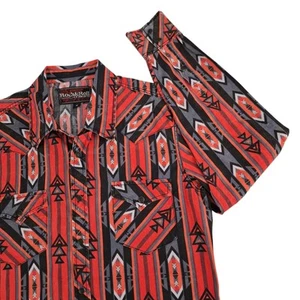 Rock & Roll Cowboy Pearl Snap Shirt Herren Medium Aztec Orange Grau Schwarz Rodeo - Bild 1 von 15