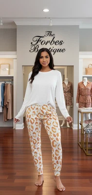 Roudelain Long Sleeve Leopard Print Pajama Set (Orig $46.00) - Image 1 of 3