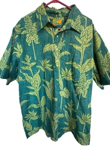 Kiholo Kai Original Men’s Hawaiian button up Green shirt sleeve XXL - Picture 1 of 6
