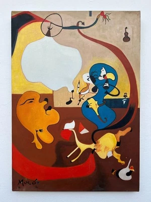 JOAN MIRO OIL ON CANVAS PAINTING RARE SIGNED 20 x 28 inch - Image 1 of 4