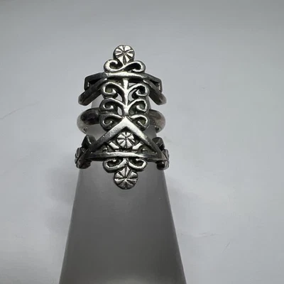 Silver 925 VOODOO  VEVE - RING Sterling  Lwa Vodou 4.5 - Image 1 of 4