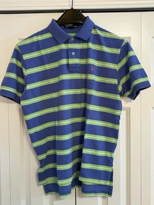 Polo Ralph Lauren Poloshirt blau grün gestreift Kurzarm Größe L - Bild 1 von 6