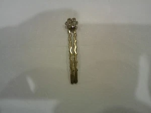 Vintage Style Hair Stick Pin Bun Holder SILVERTone With GLASS DIAMONDS 1 1/2" - Picture 1 of 5