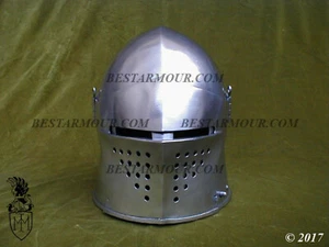 SCA LARP 18GA Medieval Barbuta Helmet /Great Knight Templar Helmet Replica - Picture 1 of 3