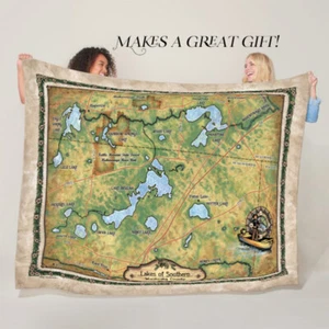 Laghi di Sw Waukesha County Map coperta in pile soffice coperta in poliestere - Foto 1 di 12