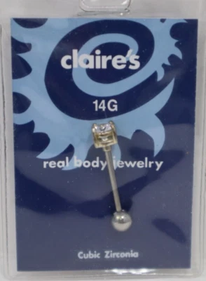 P1 14g Circonio Cúbico Lengua Anillo Barra 7/16 Acero Quirúrgico JOYERÍA CORPORAL Foto 1 de 4