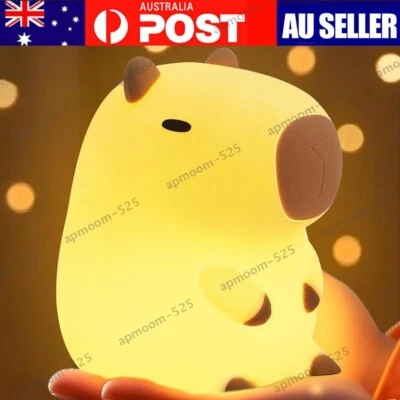 USB Rechargeable Capybara LED Night Light Kids Soft Silicone Touch Bedside Lamp - image 1 of 4