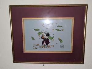 RARE Vintage Walt Disney SCROOGE McDUCK TIME IS MONEY Framed SERIGRAPH CEL - Picture 1 of 3
