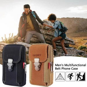 Universal Canvas Waterproof Mobile Phone Bag Wallet Case Belt Pouch Coin Purse - Photo 1 sur 14
