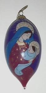 Pier 1 Li Bien 2012 Maria & Jesuskind handbemalt Glaskugelform Ornament - Bild 1 von 6