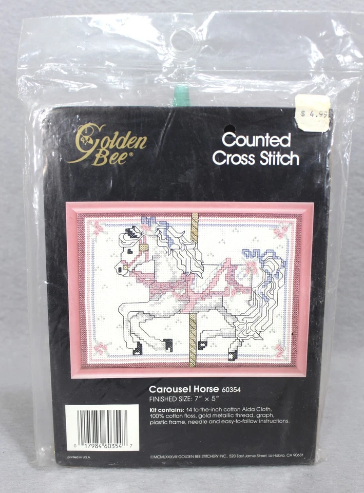 Golden Bee Counted Cross Stitch Kit Carousel Horse 60354  7"x5" New - Image 1 of 2