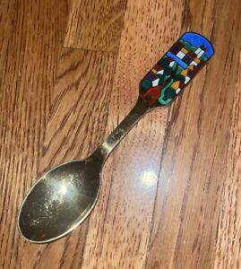 RARE 1988 A. Michelsen Danish Gilded Christmas Silver Spoon The Town City Knud