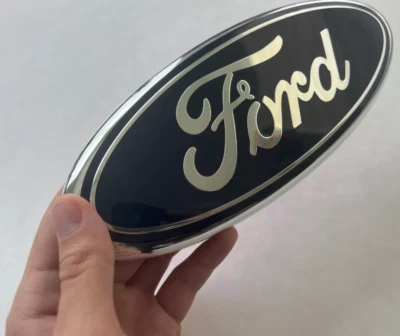 Parrilla delantera puerta trasera para Ford F150 2005-2014 9" logotipo emblema ovalado azul y cromo Foto 1 de 2