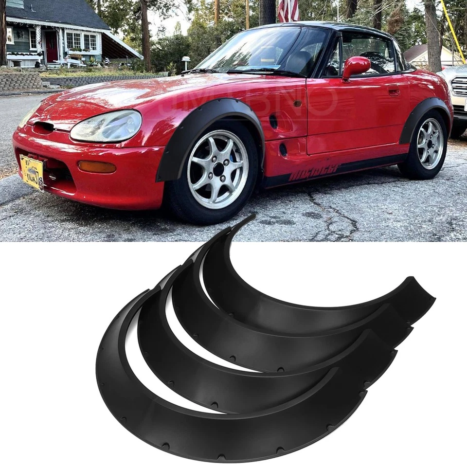Para Suzuki Cappuccino 4 PIEZAS Guardabarros Llamaradas Guardabarros Arcos de Rueda Extra Ancho 4.5" Foto 1 de 4