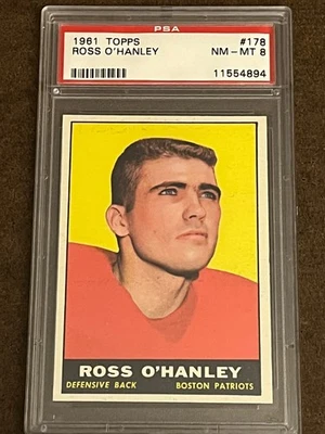 1961 Topps Football - #178 Ross O'Hanley (RC) Patriots NM-MT PSA 8 (Set Break) - Image 1 of 4