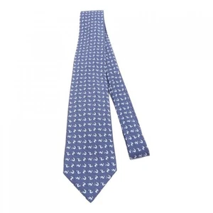 HERMES Necktie Tie Blue all-over pattern 100% Silk made in France J6239 - Picture 1 of 24