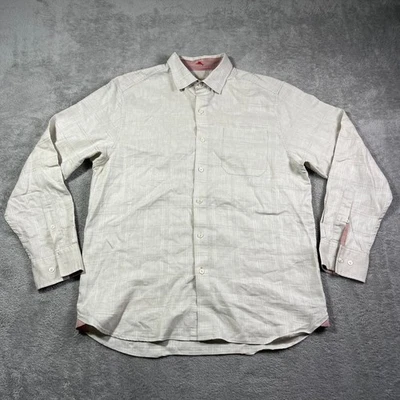 Tommy Bahama Linen Blend Button Up Shirt Men's Medium Khaki Outdoorsy Minimalist - Image 1 of 4