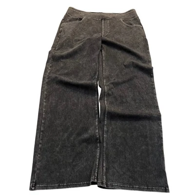 Nuevo con etiquetas Pantalón Halara Flexible Pierna Ancha Negro Lavado Jeans Cintura Elástica PullOn Mujeres XL Foto 1 de 4