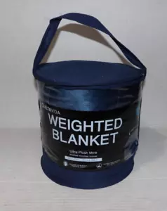New! Altavida 12 lb Navy Ultra Plush Mink Microfiber Reversible Weighted Blanket - Picture 1 of 4