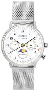 Zeppelin LZ129 Hindenburg Moonphase Silver Dial 7037M1 Women's Ladies Watch - Picture 1 of 3