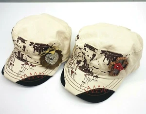 Lot of 2 NEW LADIES COLLECTION Painters Hat Cap Frayed Distressed Heart Cross - Picture 1 of 8