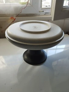 tupperware compotier plat a crêpe beige moucheter avec pied noir - Photo 1/2