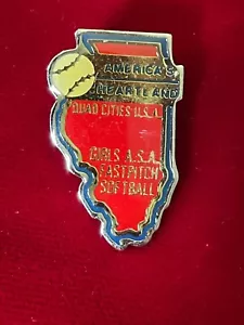 Illinois US Americas Heartland Quad Cities Girls ASA Fast Pitch Softball Pin - Picture 1 of 3