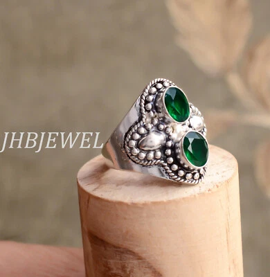 Chrome Diopside Multi Gemstone Jewelry 925 Sterling Silver Best Design Work Ring - Image 1 of 4