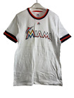 Majestic Jugend Miami Marlins Doppel Lagig Kragen Ss T-Shirt Wei, Gro 14/16