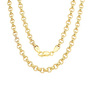 10K Yellow Gold Mens 5mm Rolo Cable Round Link Chain Pendant Necklace 30" - Picture 1 of 8