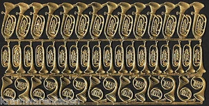 Antiguo arco de cartón de Dresde instrumentos de viento dorado - ADORNOS DE DRESDE - Imagen 1 de 1