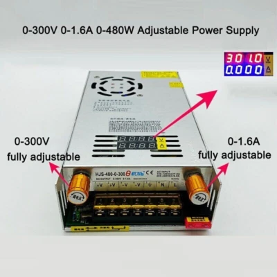 Adjustable DC Power Supply Current Limiting Power Transforme 480W 300V 1.6A - Image 1 of 4