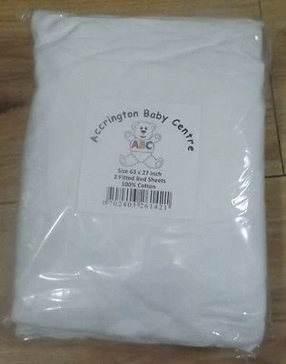 2 x Fitted Sheets Fit 160 x 70 cm - Premium Quality 100% Cotton - White  Fast - Image 1 of 3