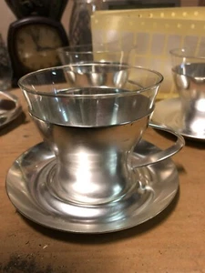 Seis tazas antiguas WMF plato inferior con marca 1935 a 1945 metal vidrio - Imagen 1 de 1
