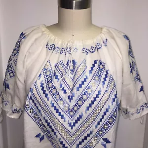 Vintage ungarisches Matyo-Stil Bluse bestickt Bauernoberteil ethnisches Volk Shirt 1980 - Bild 1 von 10